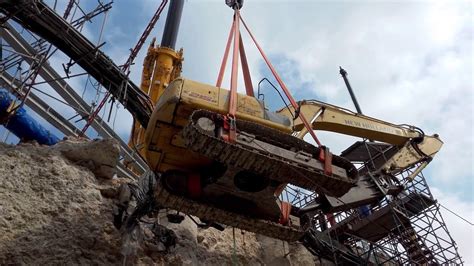 how to lift a mini excavator with a crane|how to lift excavators with crane.